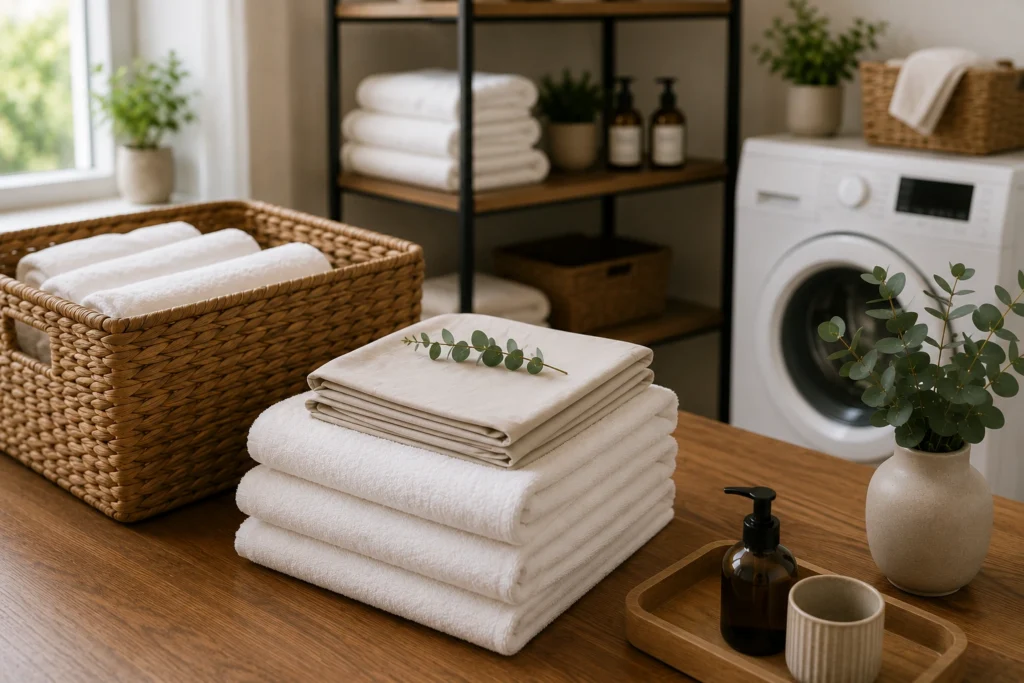 Linge de maison premium préparé pour un séjour à Rouen